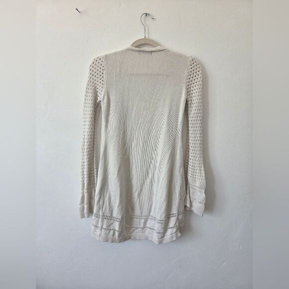 Amelie Boutik White Cotton Cardigan Open Knit Beachy Boho Festival Teacher Small - Picture 8 of 10